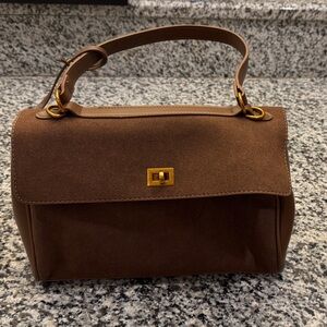 Elegant Brown Suede Handbag